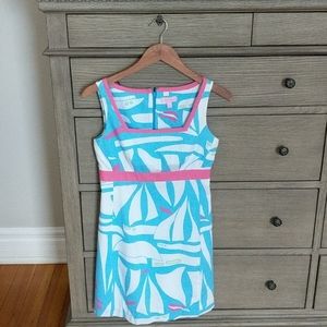 SPRING BEAUTY! Lilly Pulitzer Blue & Pink Sailboat Dress Size  0